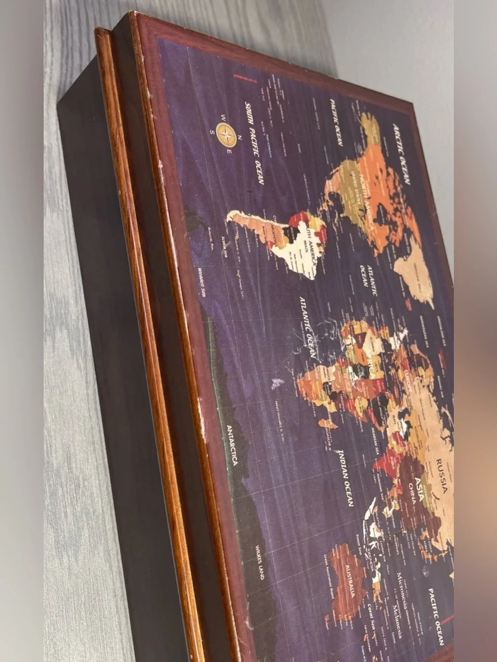 World Map Jewelry Box w/ Lined Interior - Geography - Trinket